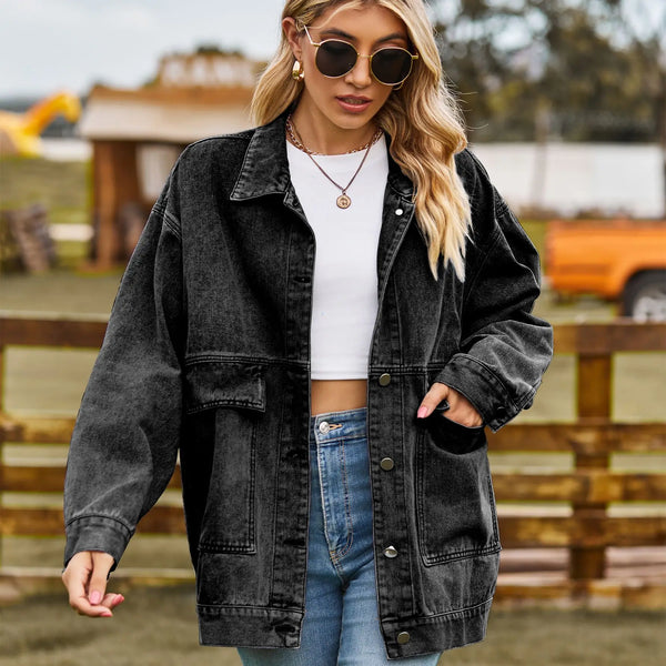 Dames Spijkerjas - Oversized Pasvorm - Lange Mouwen - Knopen - Borst- en Zijzakken