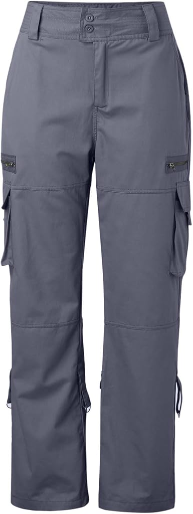 Dames Cargo Broek – Hoge Taille – Rechte Pijpen – Wijde Pasvorm – Zijvakken