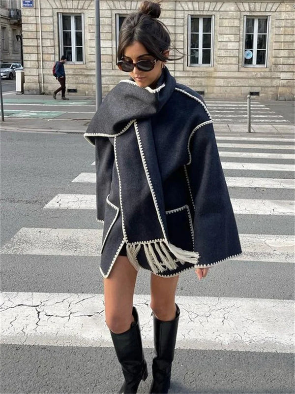 Dames Cape – Losvallend Model – Decoratieve Afwerking – Met Franjes – Boho Stijl