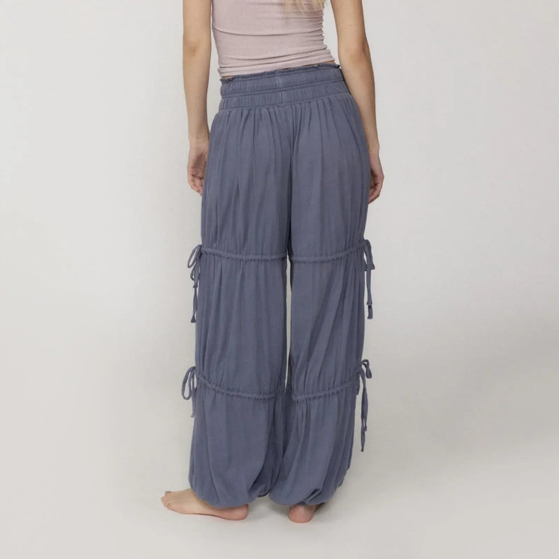 Dames Broek - Wijde Pijpen - Hoge Taille - Gelaagde Stof - Elastische Boorden