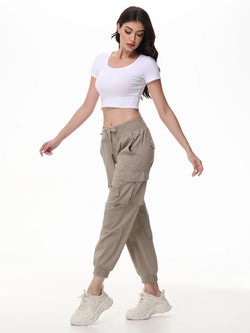 Dames Cargo Joggingbroek - Ademend Katoen - Relaxte Pasvorm - Met Zakken - Elastische Boorden