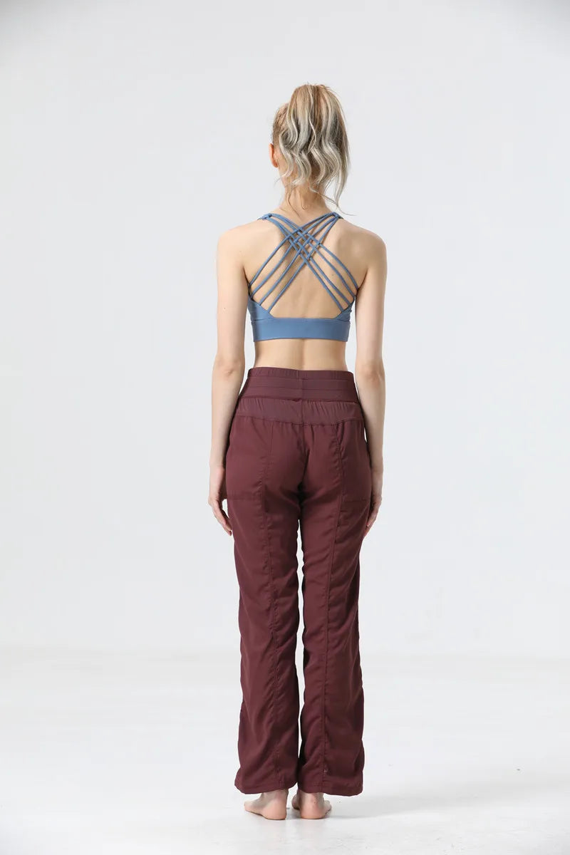 Dames Yogabroek – Ademend – Relaxte Pasvorm – Trekkoord Taille – Volledige Lengte