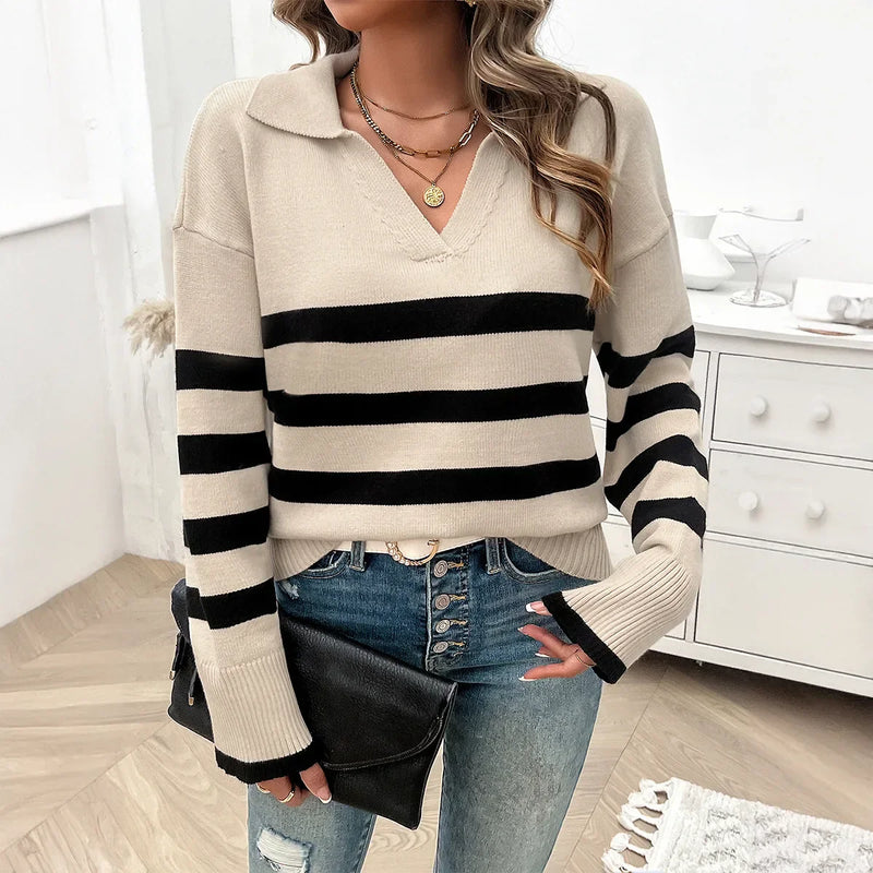 Elsie-Grace v-hals streep pullover
