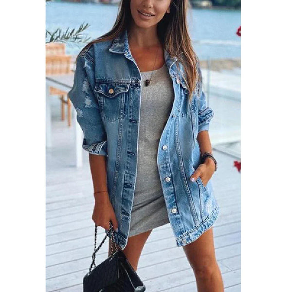 Dames Spijkerjas – Oversized Fit – Casual Denim – Met Knopen en Borstzakken