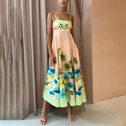 Dames Maxi Jurk - Luchtige Stof - Losvallend Model - Mouwloos met Spaghettibandjes
