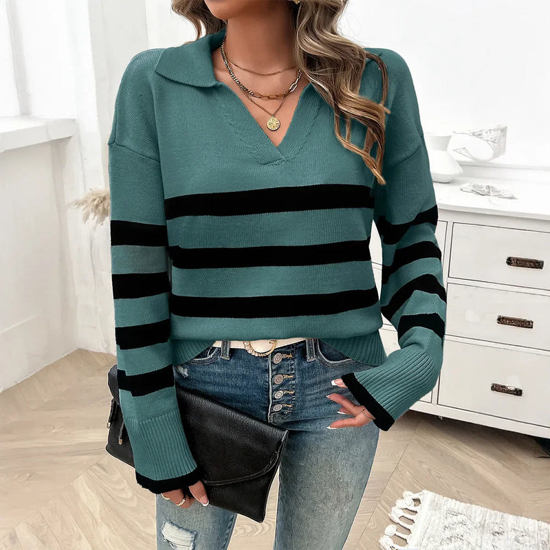 Elsie-Grace v-hals streep pullover