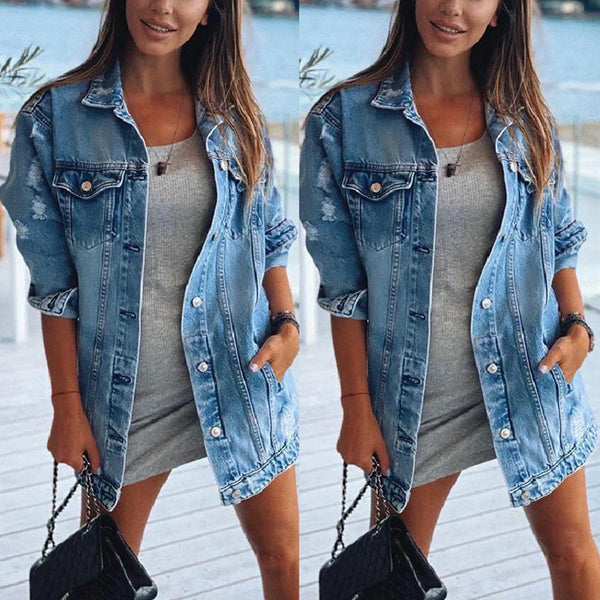 Dames Spijkerjas – Oversized Fit – Casual Denim – Met Knopen en Borstzakken