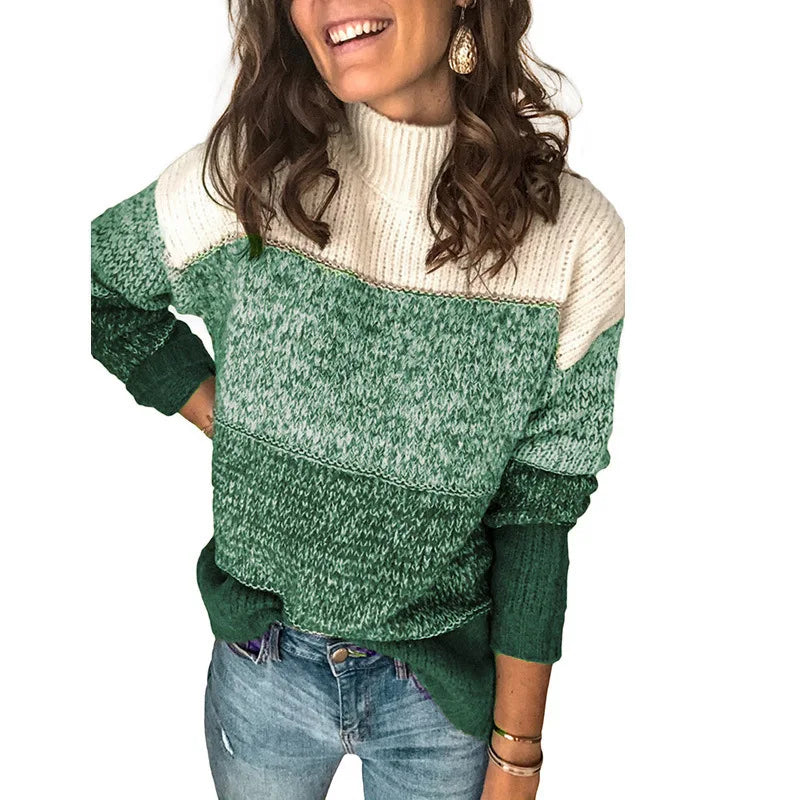 Dames Gebreide Trui - Turtleneck - Losse Pasvorm - Geribde Boorden - Casual Comfort