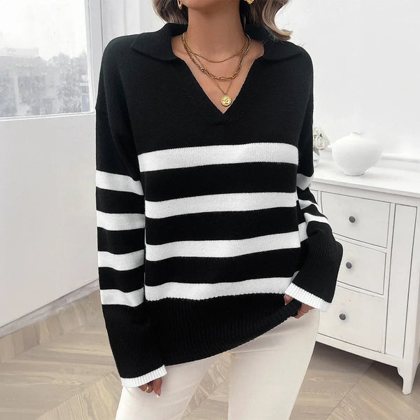 Elsie-Grace v-hals streep pullover