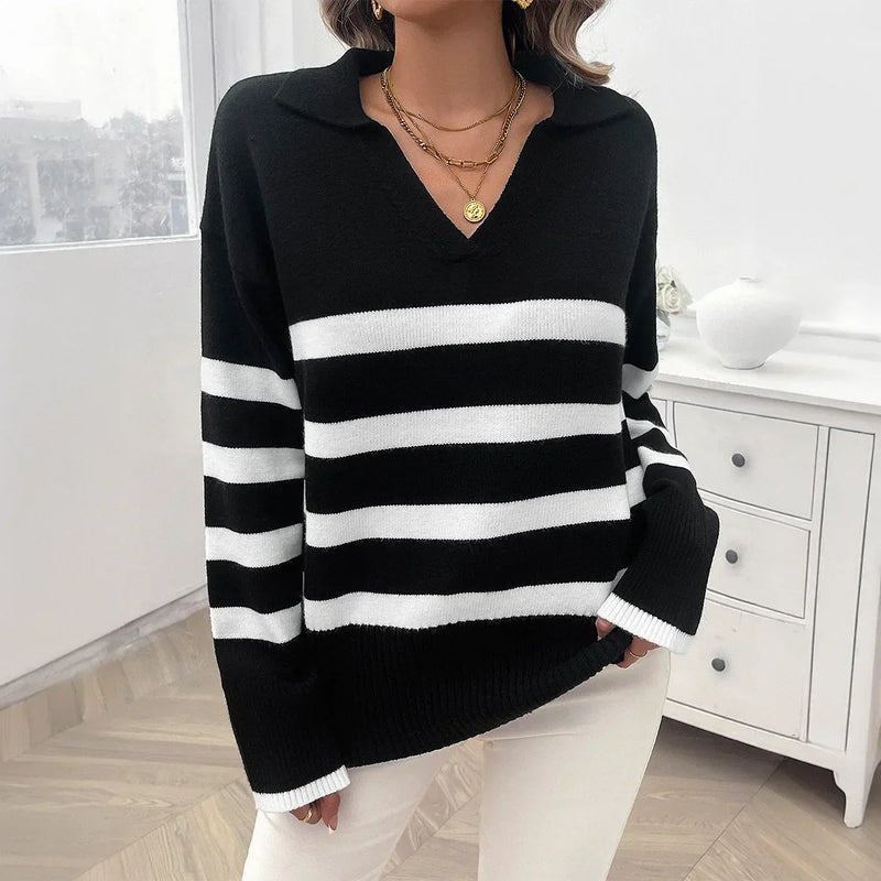 Elsie-Grace v-hals streep pullover