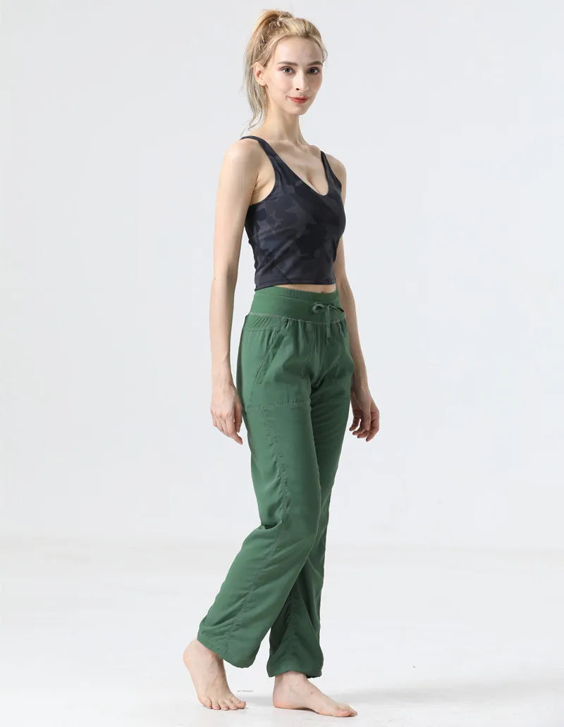 Dames Yogabroek – Ademend – Relaxte Pasvorm – Trekkoord Taille – Volledige Lengte