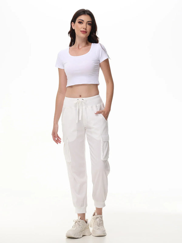 Dames Cargo Joggingbroek - Ademend Katoen - Relaxte Pasvorm - Met Zakken - Elastische Boorden