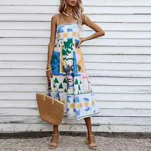 Dames Maxi Jurk - Luchtige Stof - Losvallend Model - Mouwloos met Spaghettibandjes